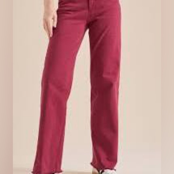 Altar'd State Pants - Altar’d state Loraline Straight Leg maroon raw hem Pants size 30